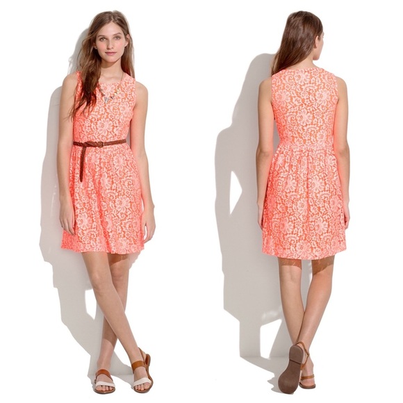Madewell Dresses & Skirts - Madewell Lace Blossom Dress 4 orange white summer
